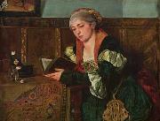 Harriet Backer Lesende_dame_i_renessansedrakt oil painting reproduction
